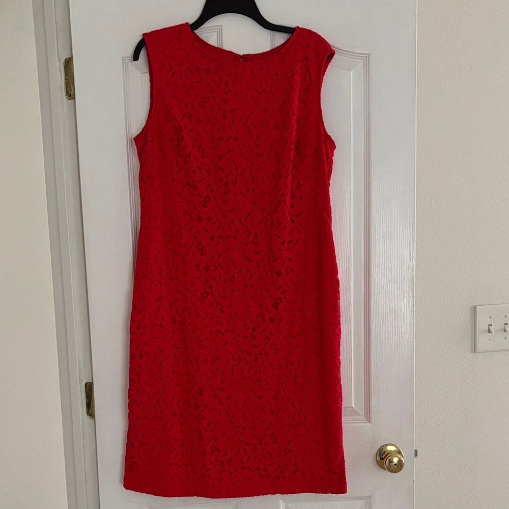 Evan Picone Vibrant Red Midi Dress